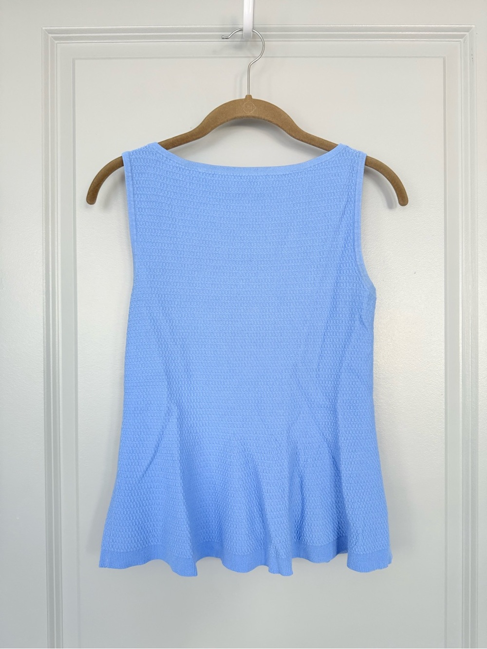 Ann Taylor Sleeveless Textured Peplum Knit Top - Light Blue